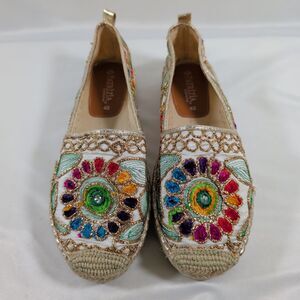 Patrizia by Spring Step Espadrille Slip On Shoes Floral Embroidered Size 40